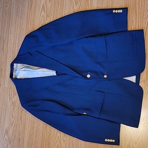 Palm Beach USA Men's Blue Tailored Cotton Blend Gold Button Blazer Sz 40